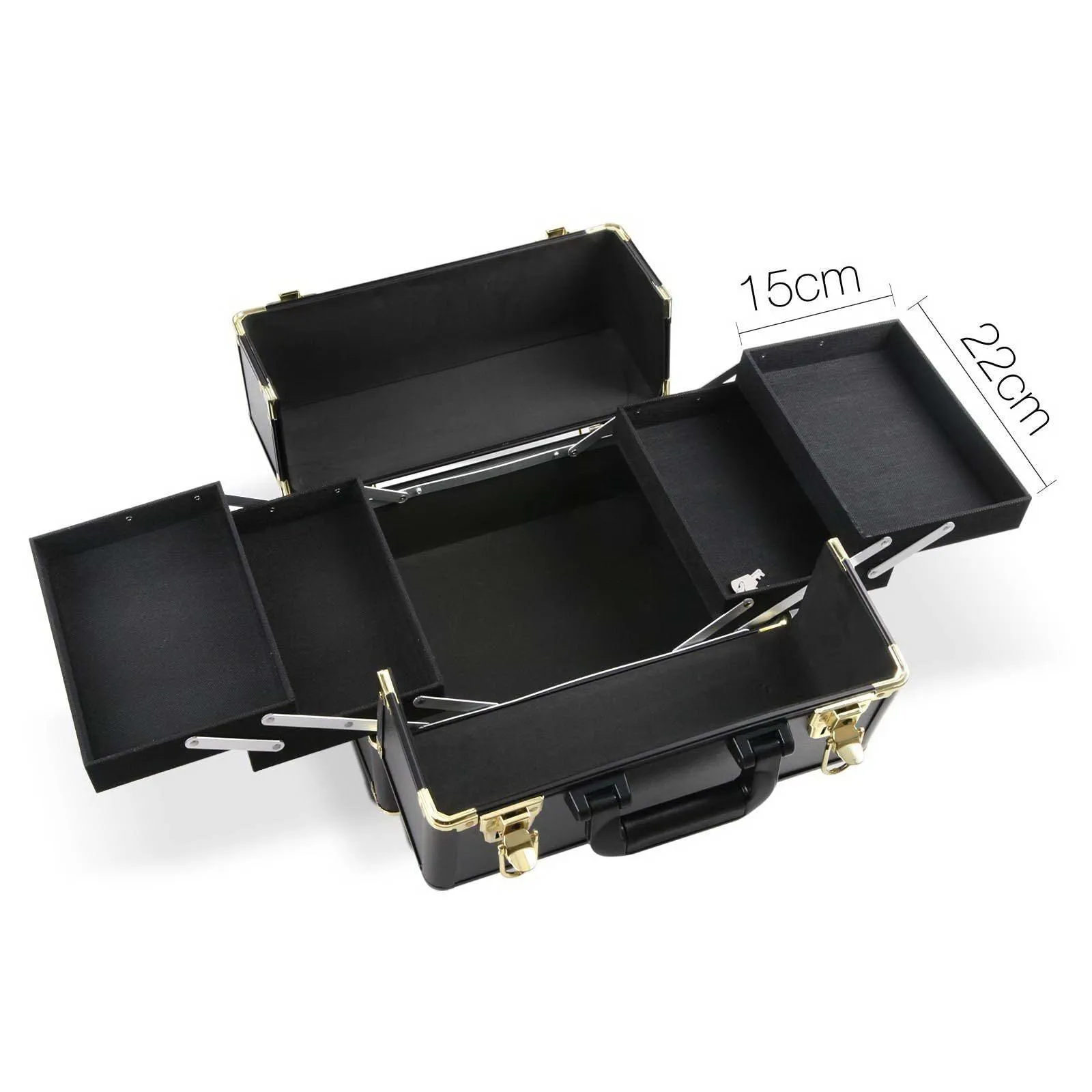 Embellir 7 in 1 Portable Cosmetic Beauty Makeup Trolley - Black & Gold