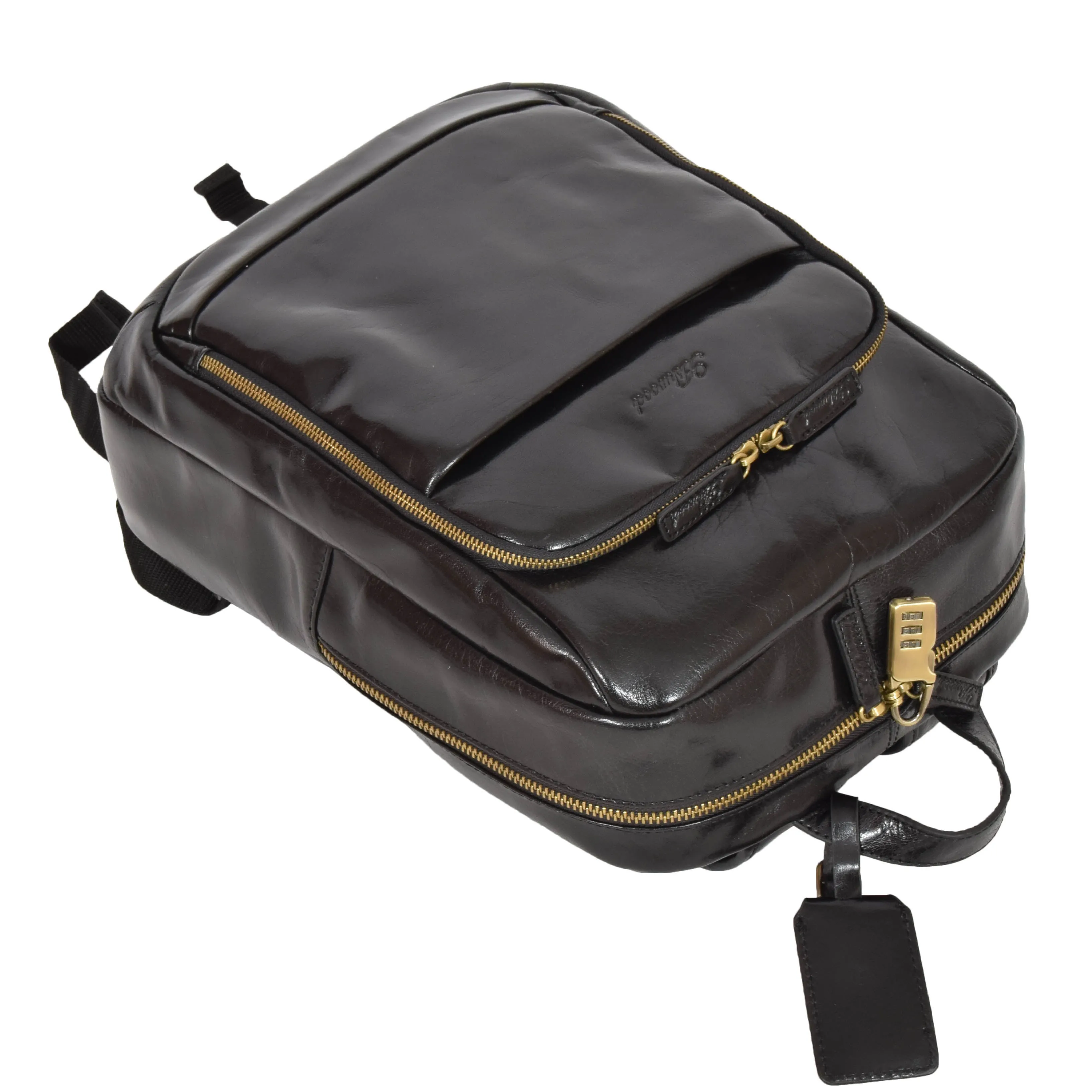 Exclusive Leather Organiser Rucksack Peru Black