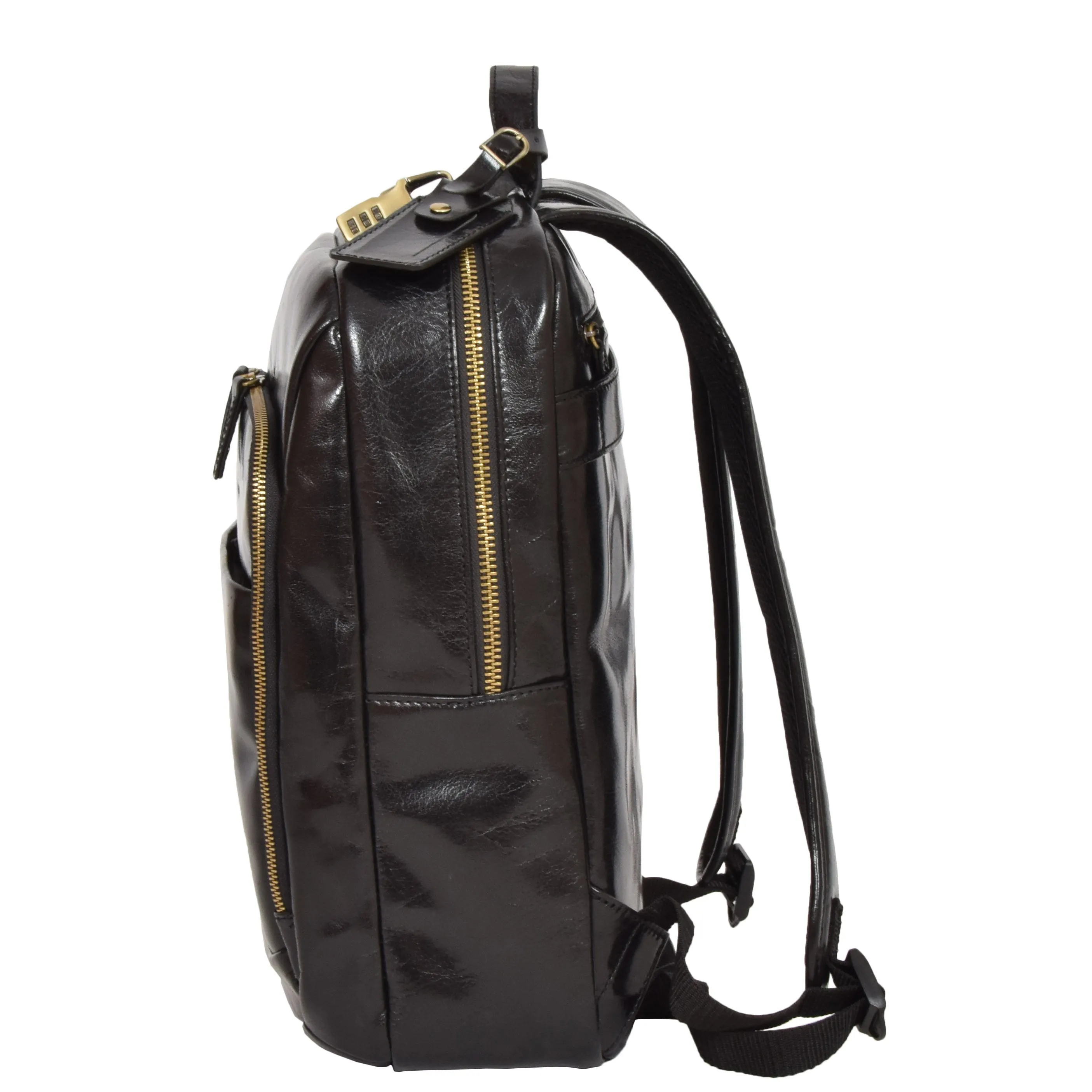 Exclusive Leather Organiser Rucksack Peru Black