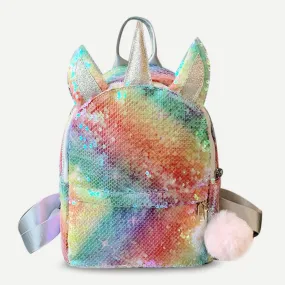 Fashion Wear-resistant Women's School Bag With Sequins Unicorn