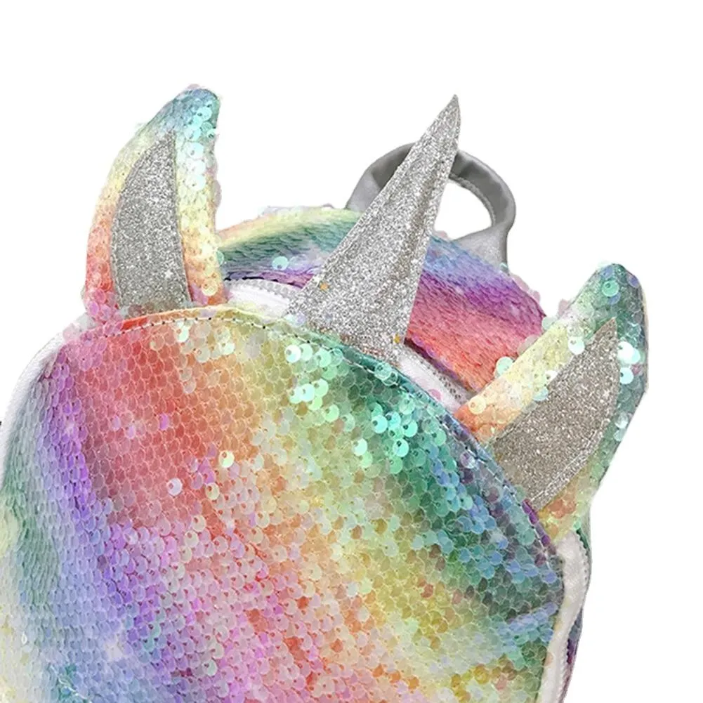 Fashion Wear-resistant Women's School Bag With Sequins Unicorn