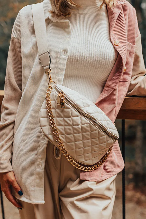 Fashionably Late Faux Leather Quilted Fanny Pack In Ivory