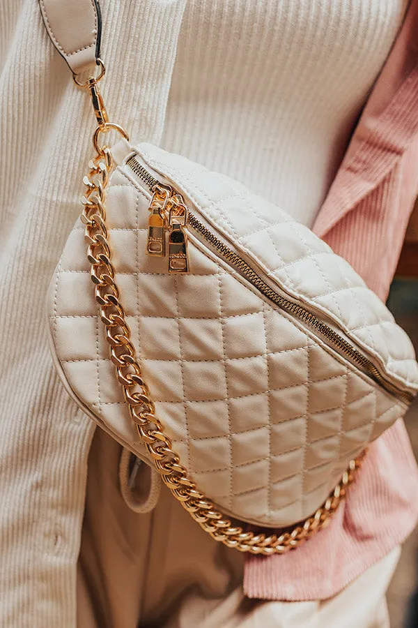 Fashionably Late Faux Leather Quilted Fanny Pack In Ivory