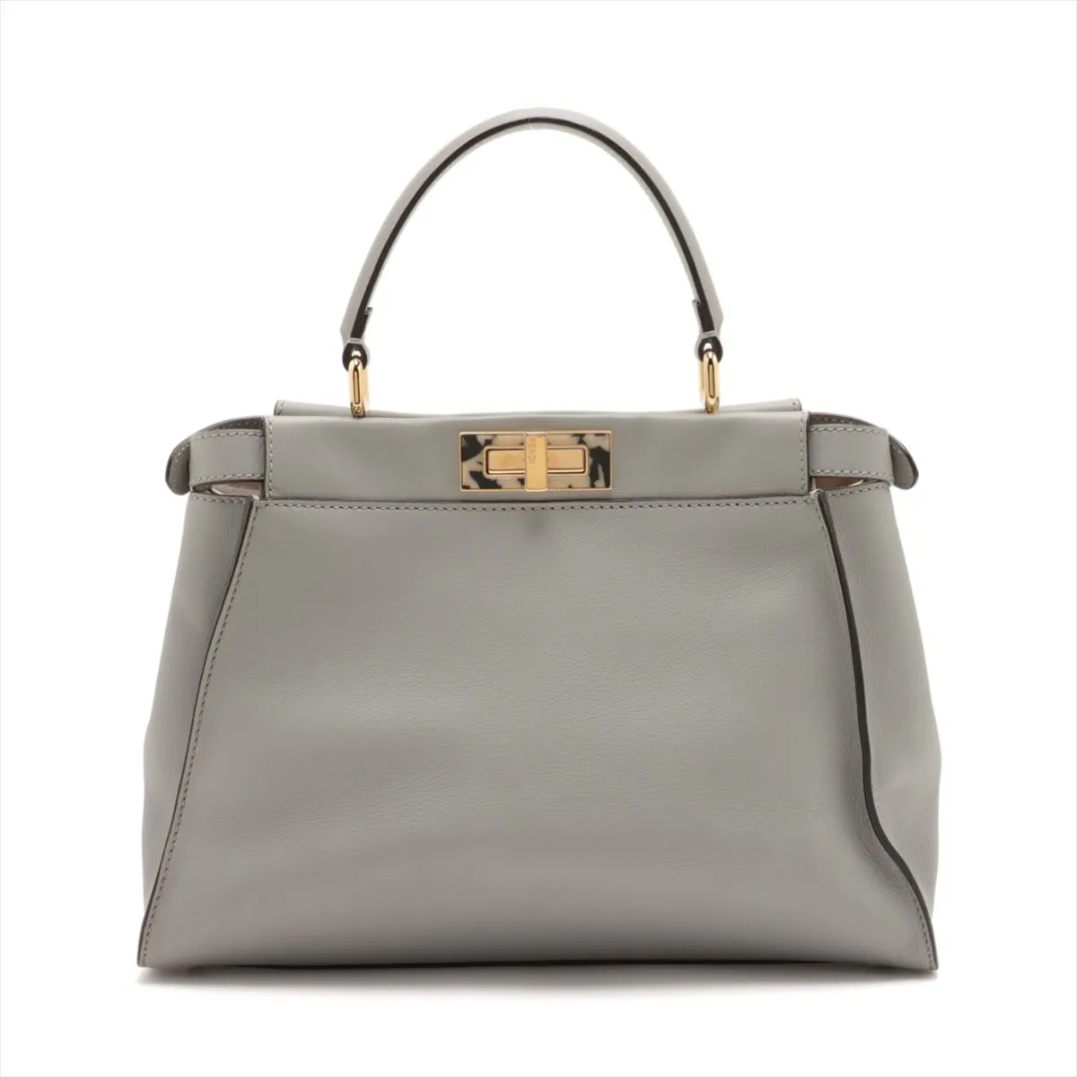 Fendi Peekaboo Regular 2-Way Bag in Grey with Tortoiseshell Accents