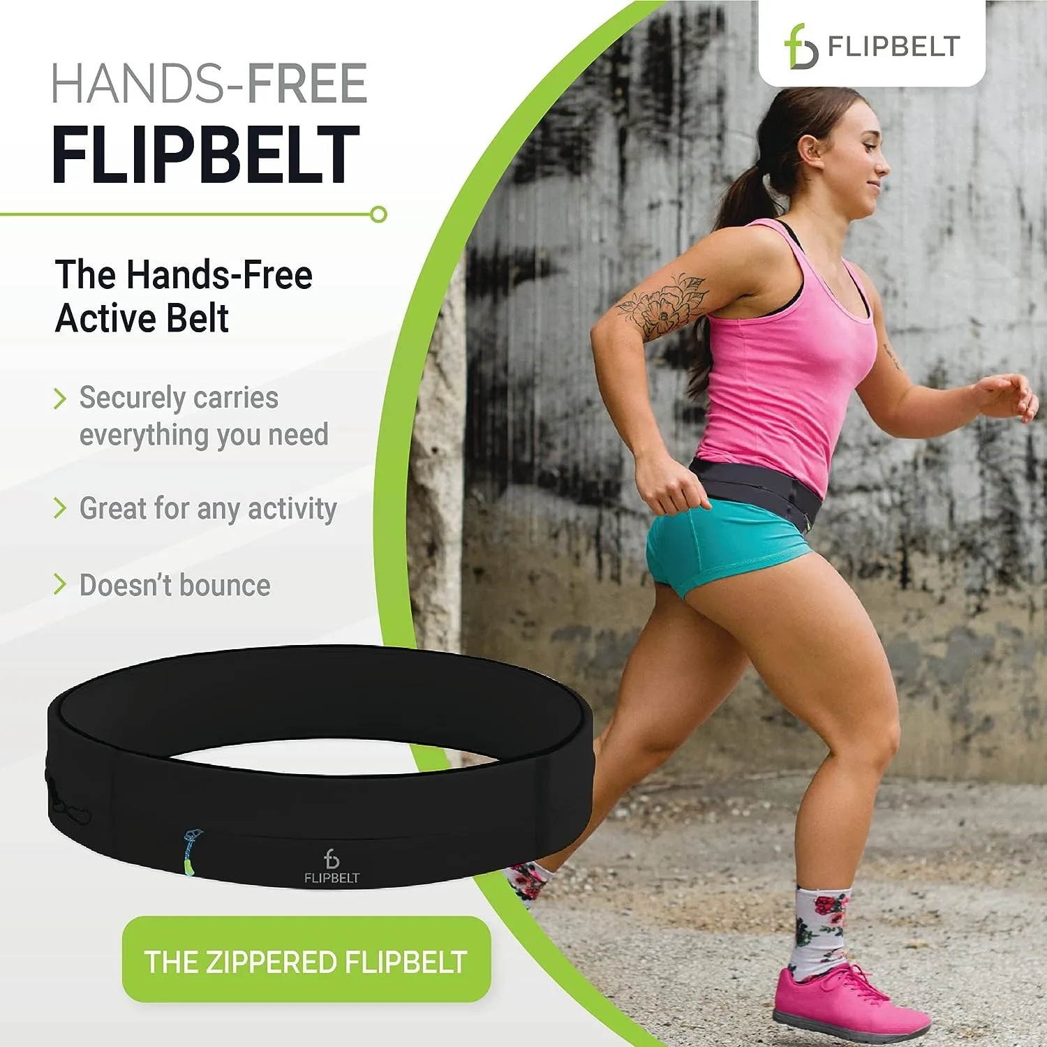 FlipBelt Zipper Running Belt Fanny Pack XXL