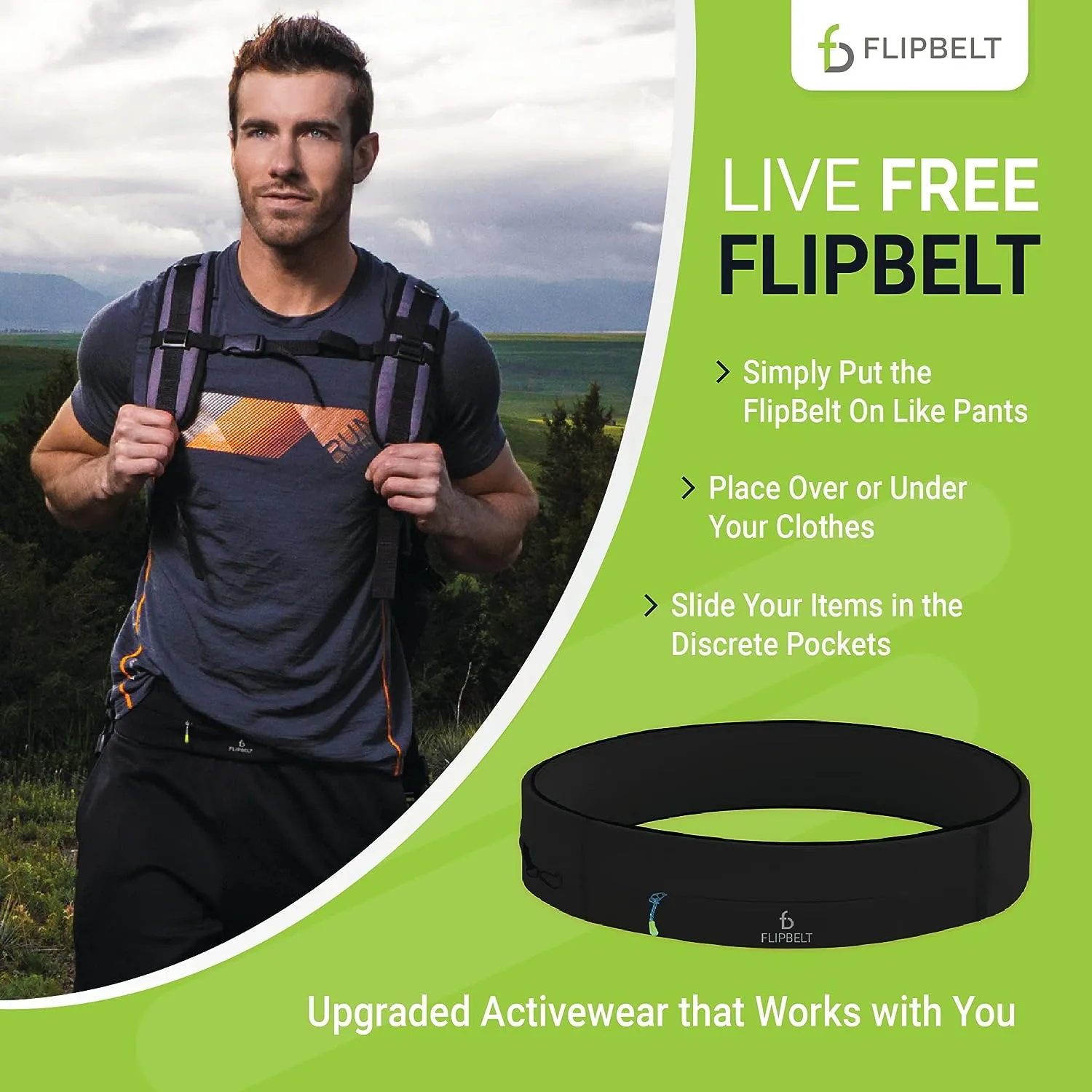 FlipBelt Zipper Running Belt Fanny Pack XXL