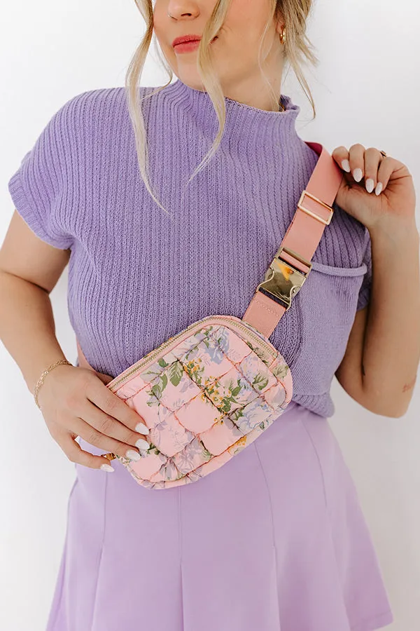 Floral Era Quilted Fanny Pack in Pink