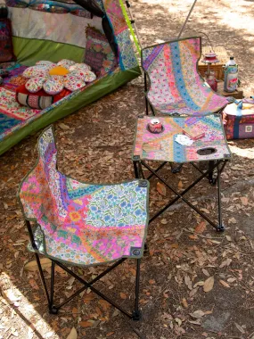 Folding Camp Chairs & Table Set - Folk Flower Patchwork