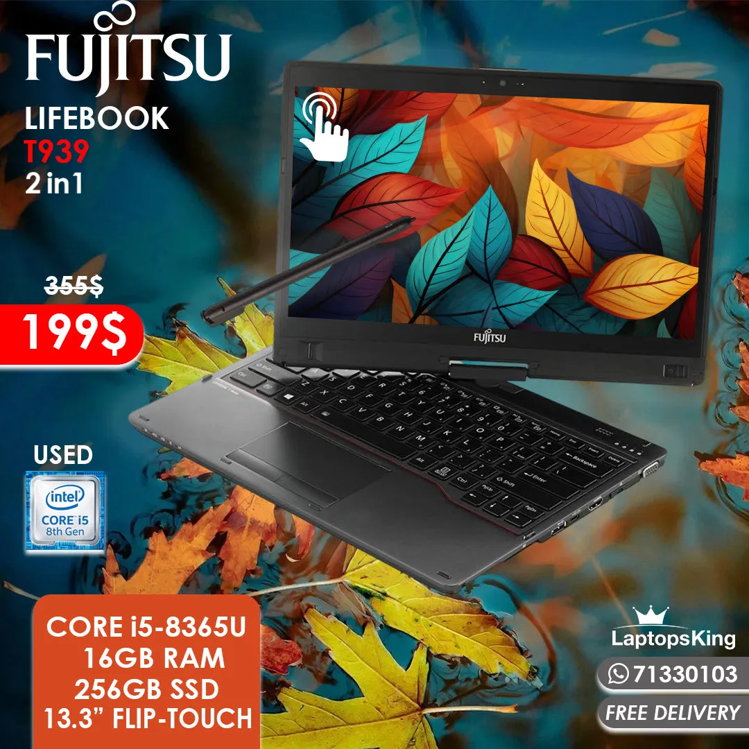 Fujitsu Lifebook T939 2in1 Core i5-8365u 13.3" Flip-Touch Laptops (Used Very Clean)