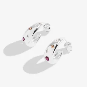 Gem Glow Gem Cluster Silver Plated Hoop Earrings 7185