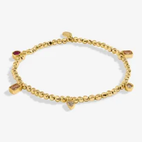 Gem Glow Multi Gem Bead Gold Plated 17.5cm Bracelet 7180