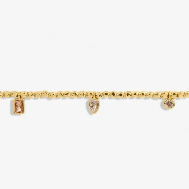 Gem Glow Multi Gem Bead Gold Plated 17.5cm Bracelet 7180