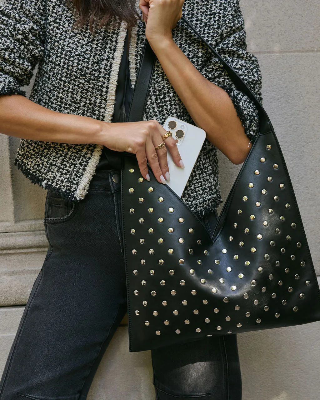 Get It Right Studded Structured Tote Bag