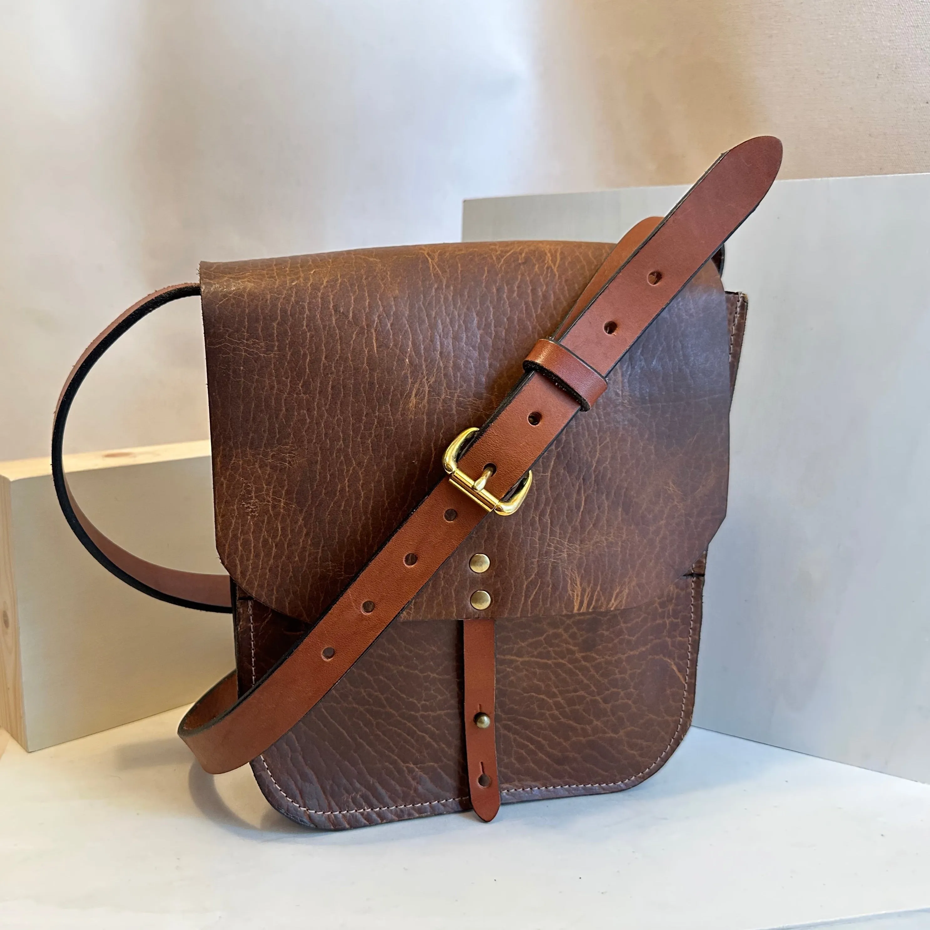 Glazed Bison Forager Small Crossbody Leather Bag