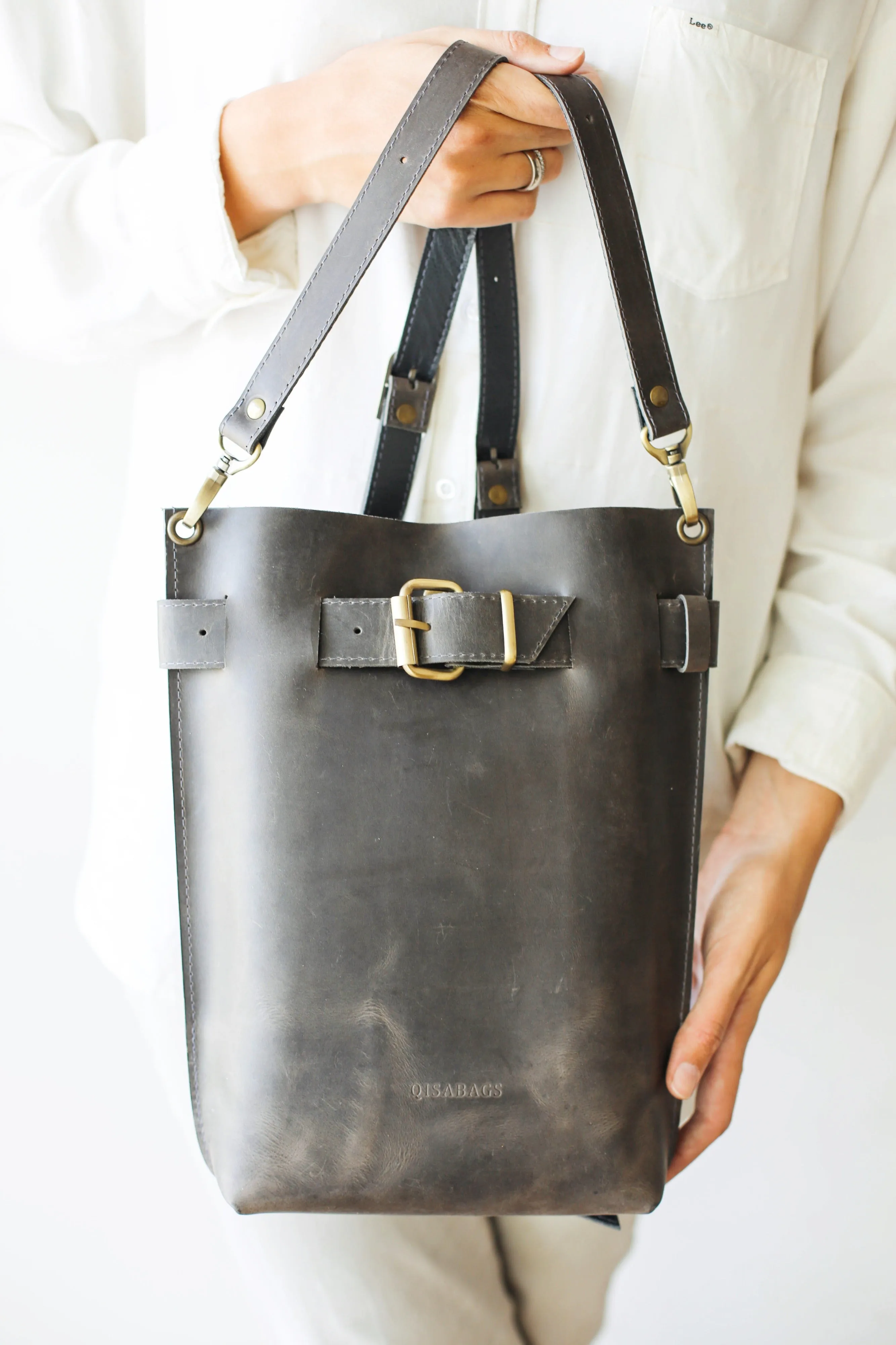 Gray Leather Bag