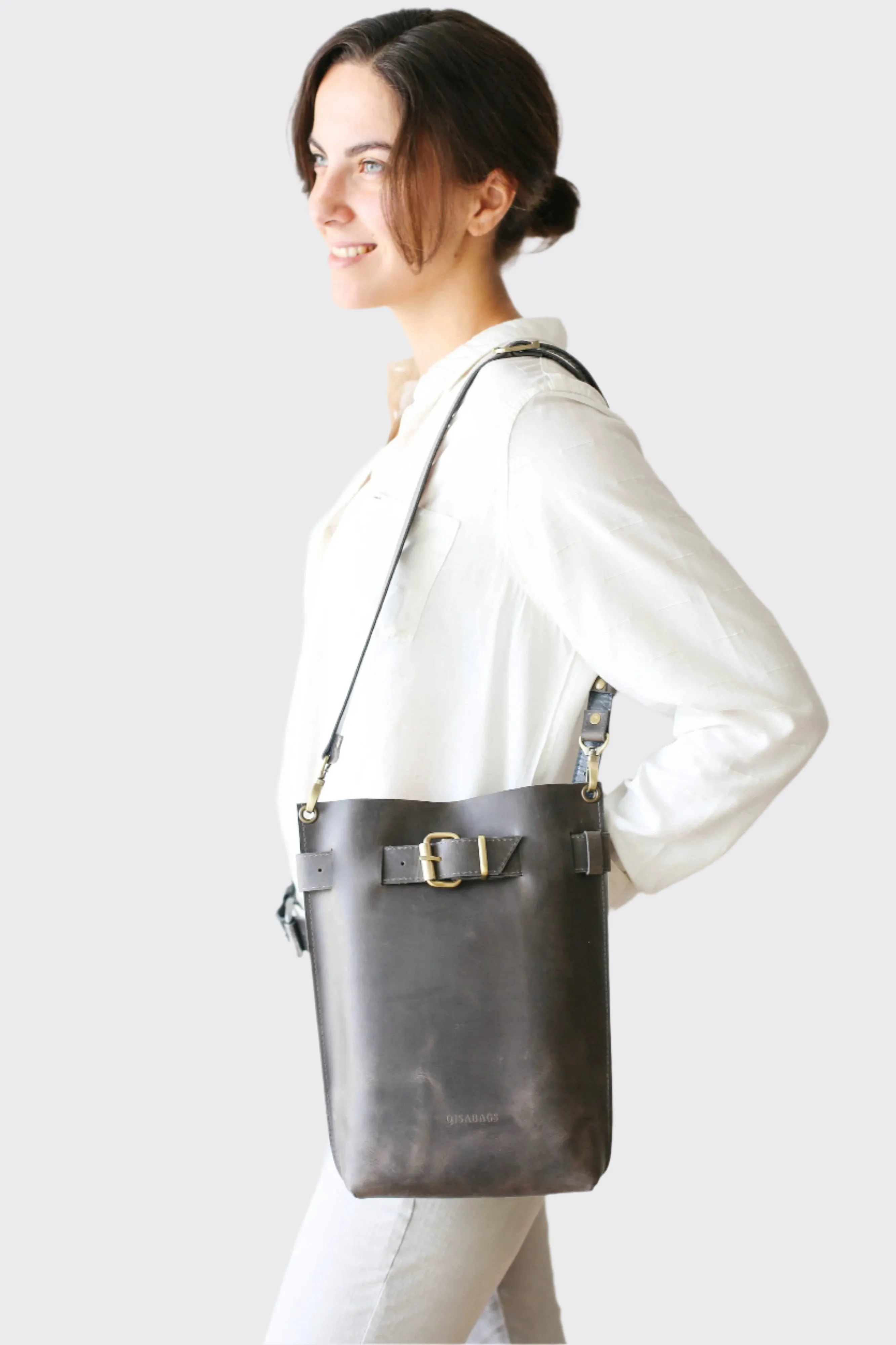 Gray Leather Bag