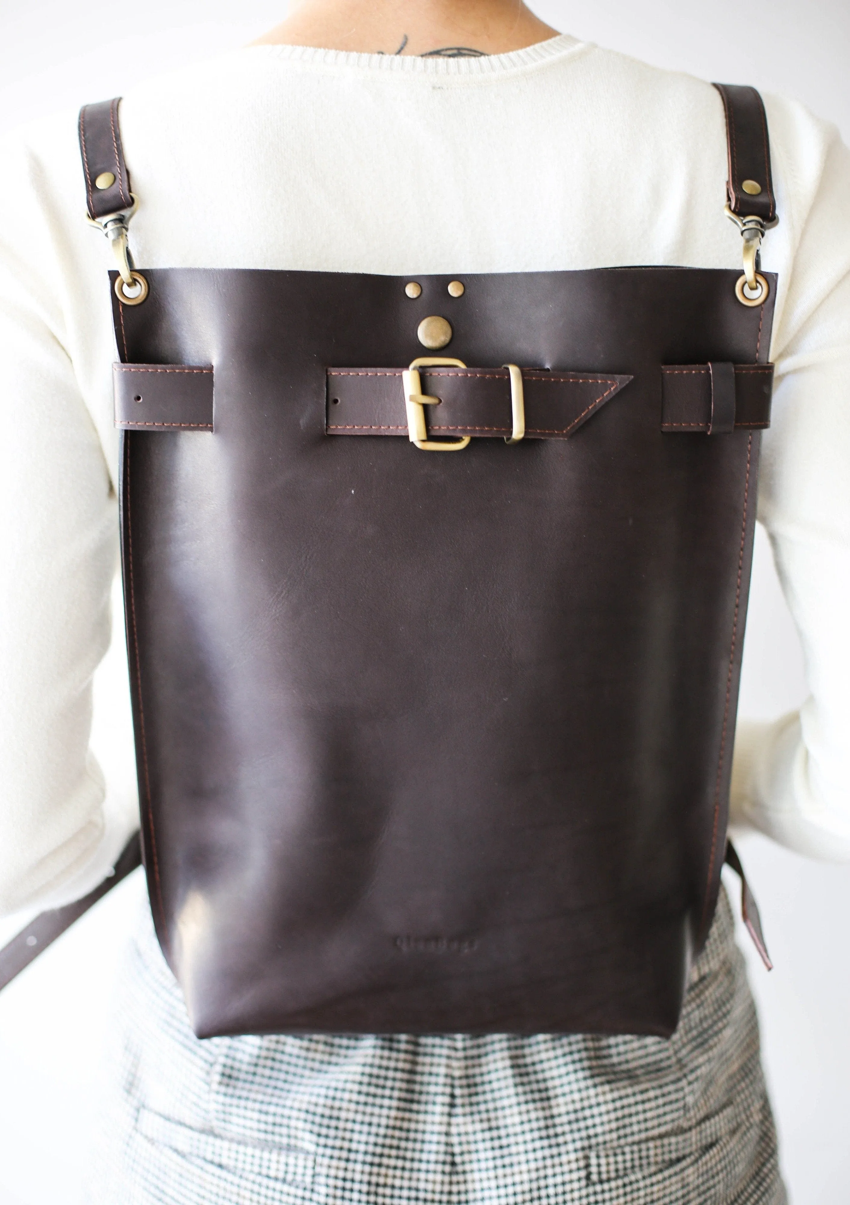 Grizzly Large Leather Backpack Purse