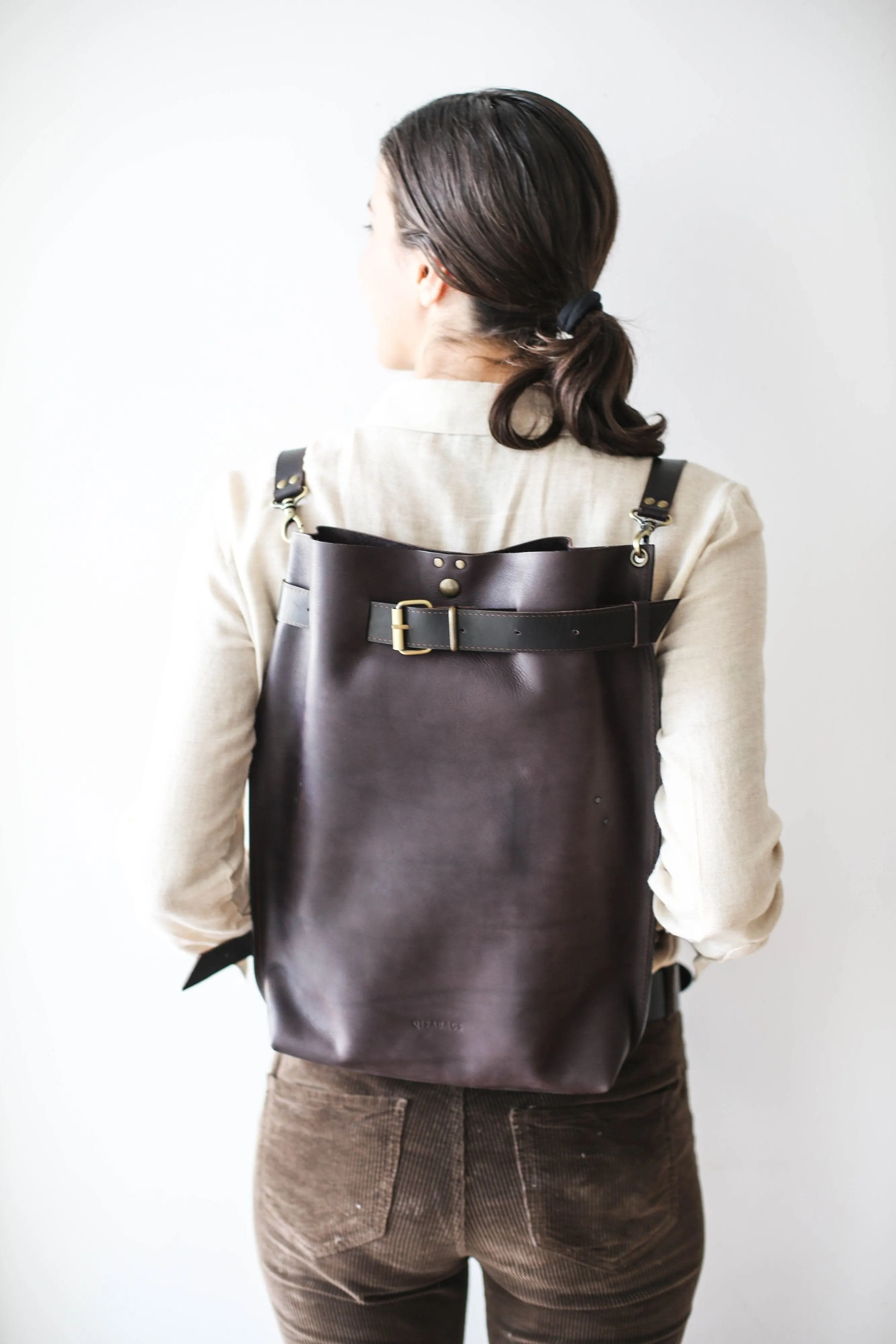 Grizzly Large Leather Backpack Purse