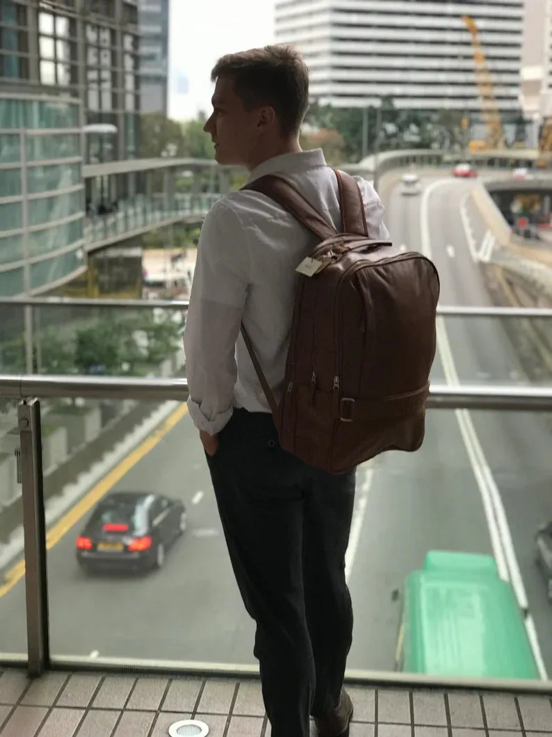 Handmade Leather Laptop Backpack for Women & Men