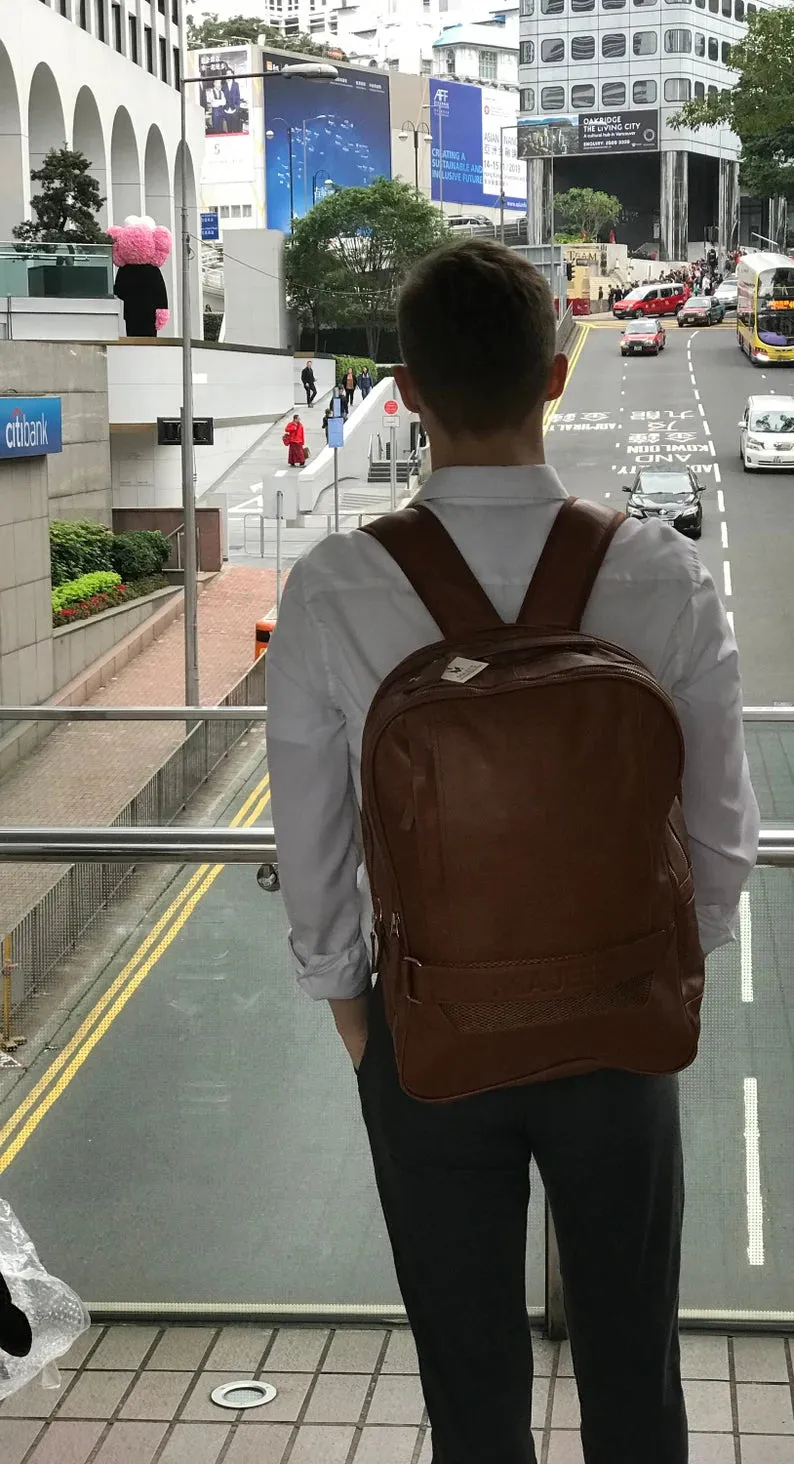 Handmade Leather Laptop Backpack for Women & Men