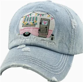 Happy Camper Ball Hat - Denim