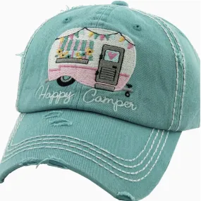 Happy Camper Ball Hat - Turquoise