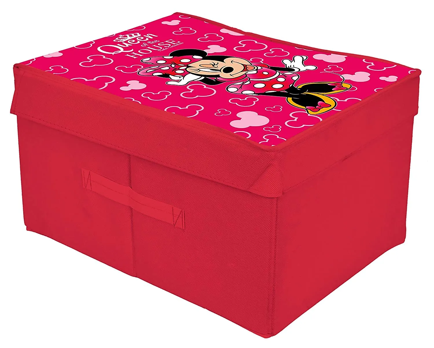 Heart Home Disney Minnie Printed Flodable Storage Box/Organizer For Toys, Cloths And Books With Lid & Handle (Pink)-HS43HEARTH26579