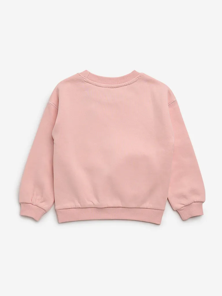 HOP Kids Dusty Pink Floral Applique Sweatshirt