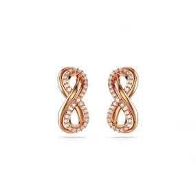 Hyperbola White Rose Gold-tone Plated Infinity Stud Earrings 5684085