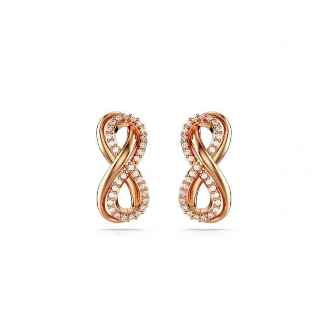 Hyperbola White Rose Gold-tone Plated Infinity Stud Earrings 5684085