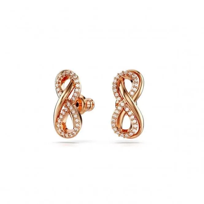 Hyperbola White Rose Gold-tone Plated Infinity Stud Earrings 5684085