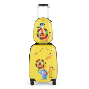 INFANS Kid Luggage Set, 12’’ Travel Backpack and 18’’ Carry on Suitcase for Children, 2 Pcs Trolley Case Gift