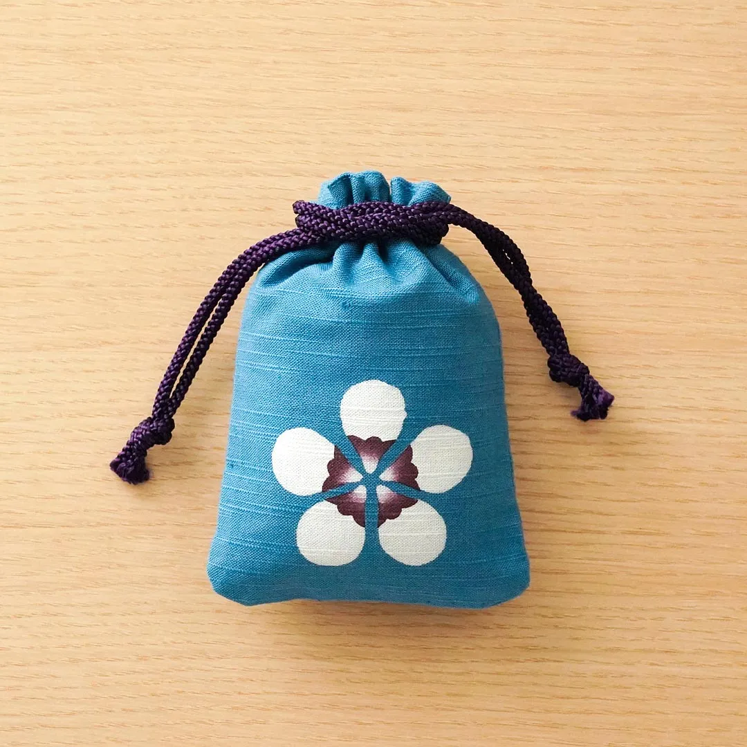 Katazome Small Talisman Bag - Eggplant -,  Drawstring Pouch,  Japanese traditional craft bag