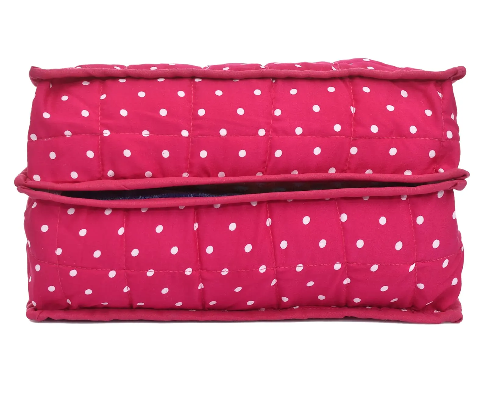 Kuber Industries Dot Printed Cotton Garments Storage Bag For Undergarments Lingerie Innerwear: Socks: Dipper With 2 Tranasparent Compartment (Pink) -45KM038