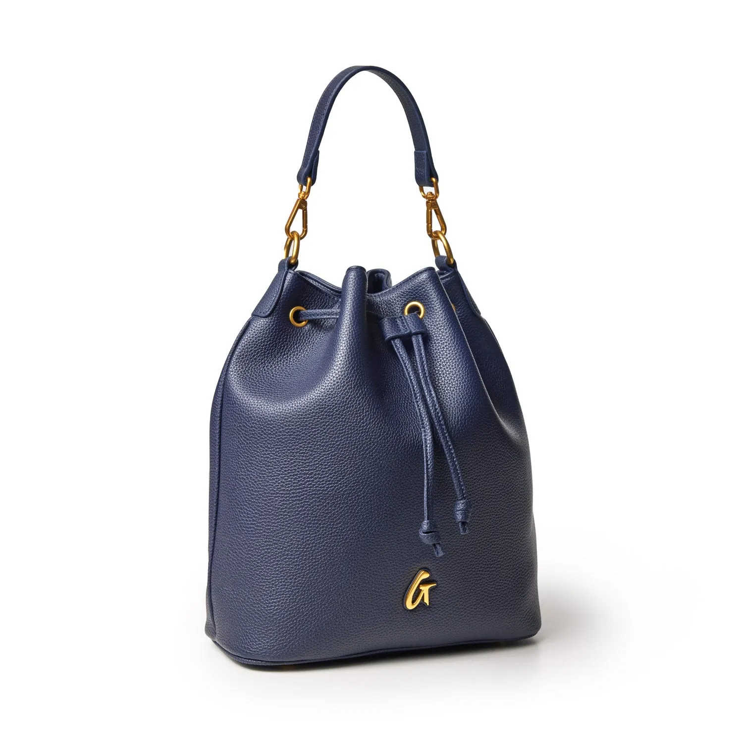 LARGE PEBBLE BUCKET BAG - NAVY