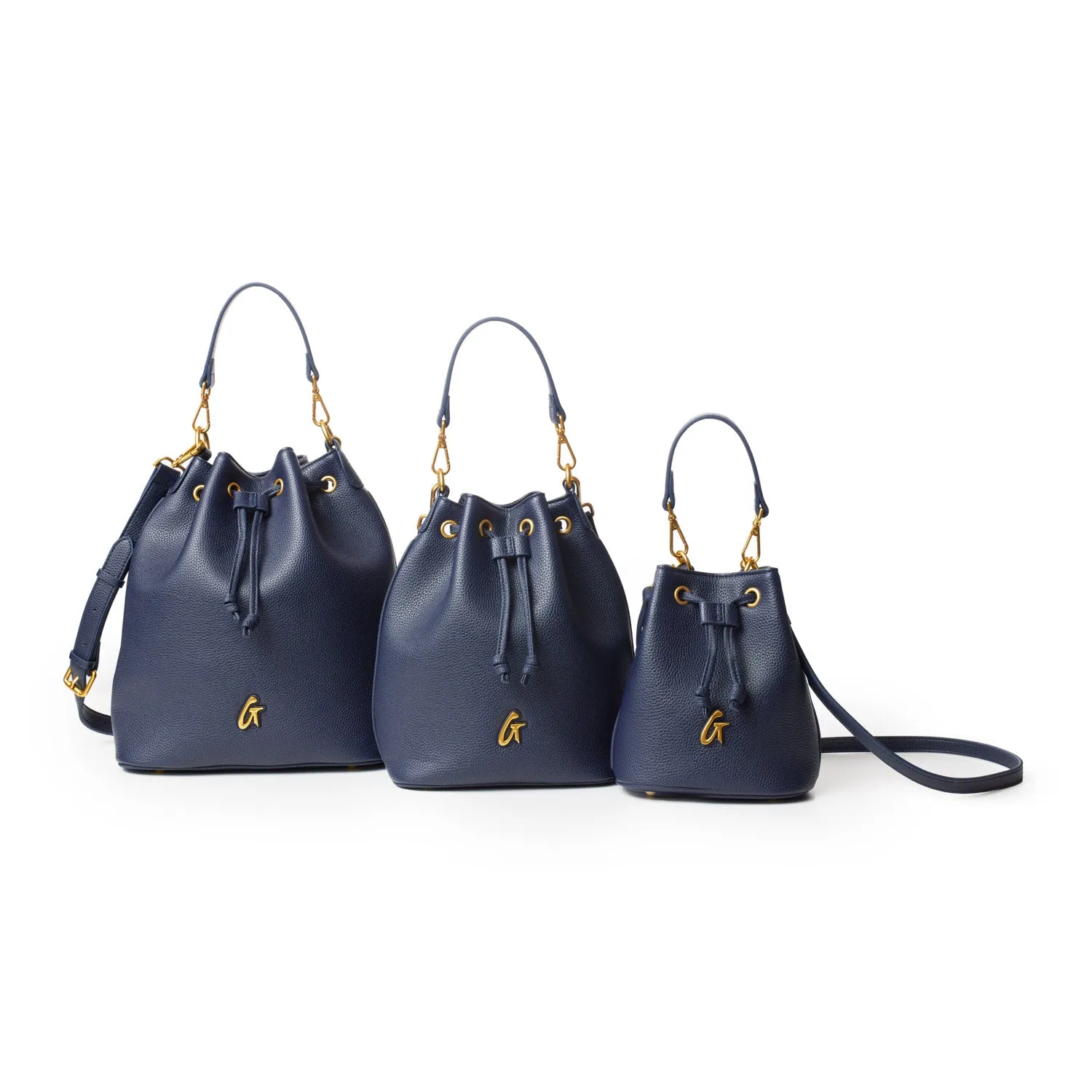 LARGE PEBBLE BUCKET BAG - NAVY