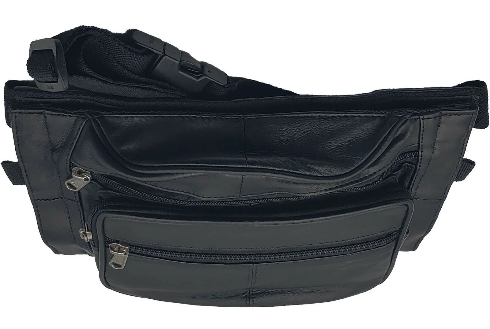 Leather Pistol Gun CCW Concealed Holster Belt Bag Waist Fanny Pack New Black