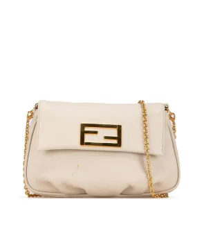 Leather Pochette Crossbody Bag with Chain Strap