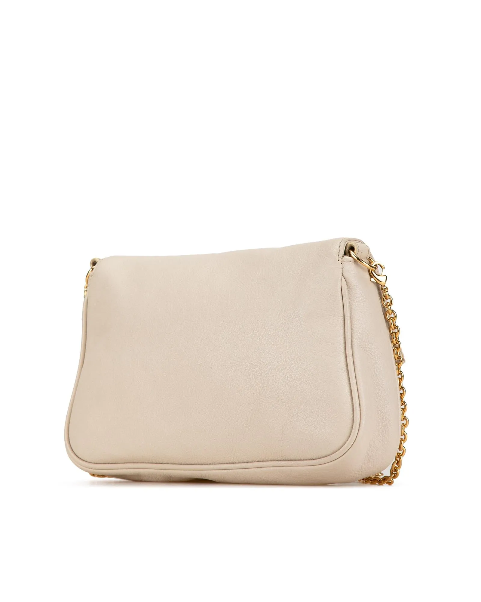 Leather Pochette Crossbody Bag with Chain Strap