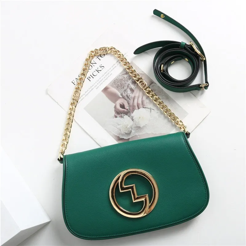 Leather Saddle Chain Shoulder Bag