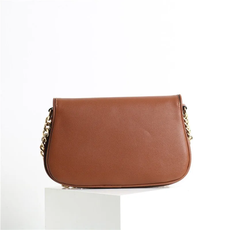 Leather Saddle Chain Shoulder Bag