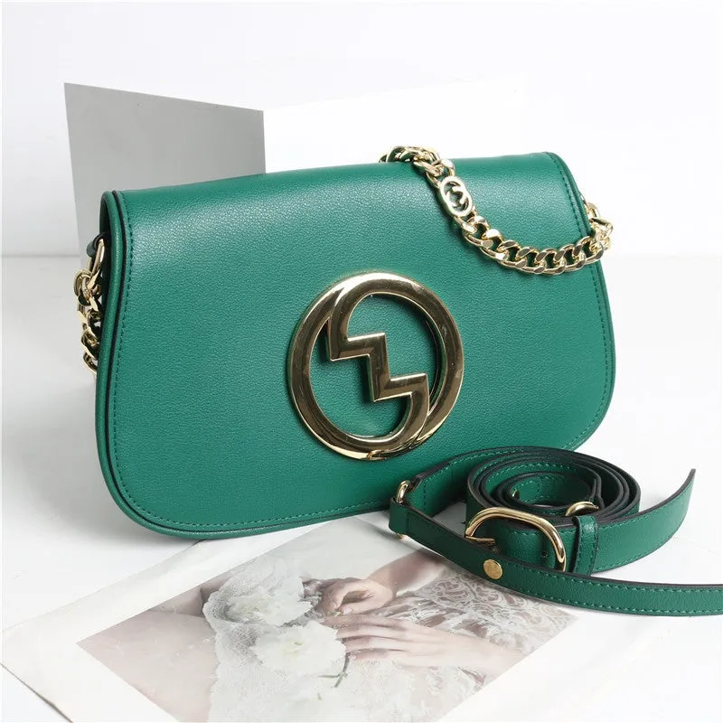 Leather Saddle Chain Shoulder Bag