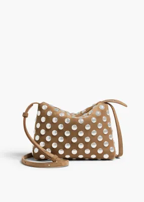 Lina Crossbody Bag in Mokka Suede with Silver Studs