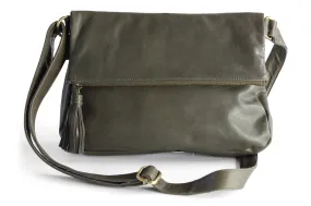 LOUISE LEATHER HANDBAG IN OLIVE GREY