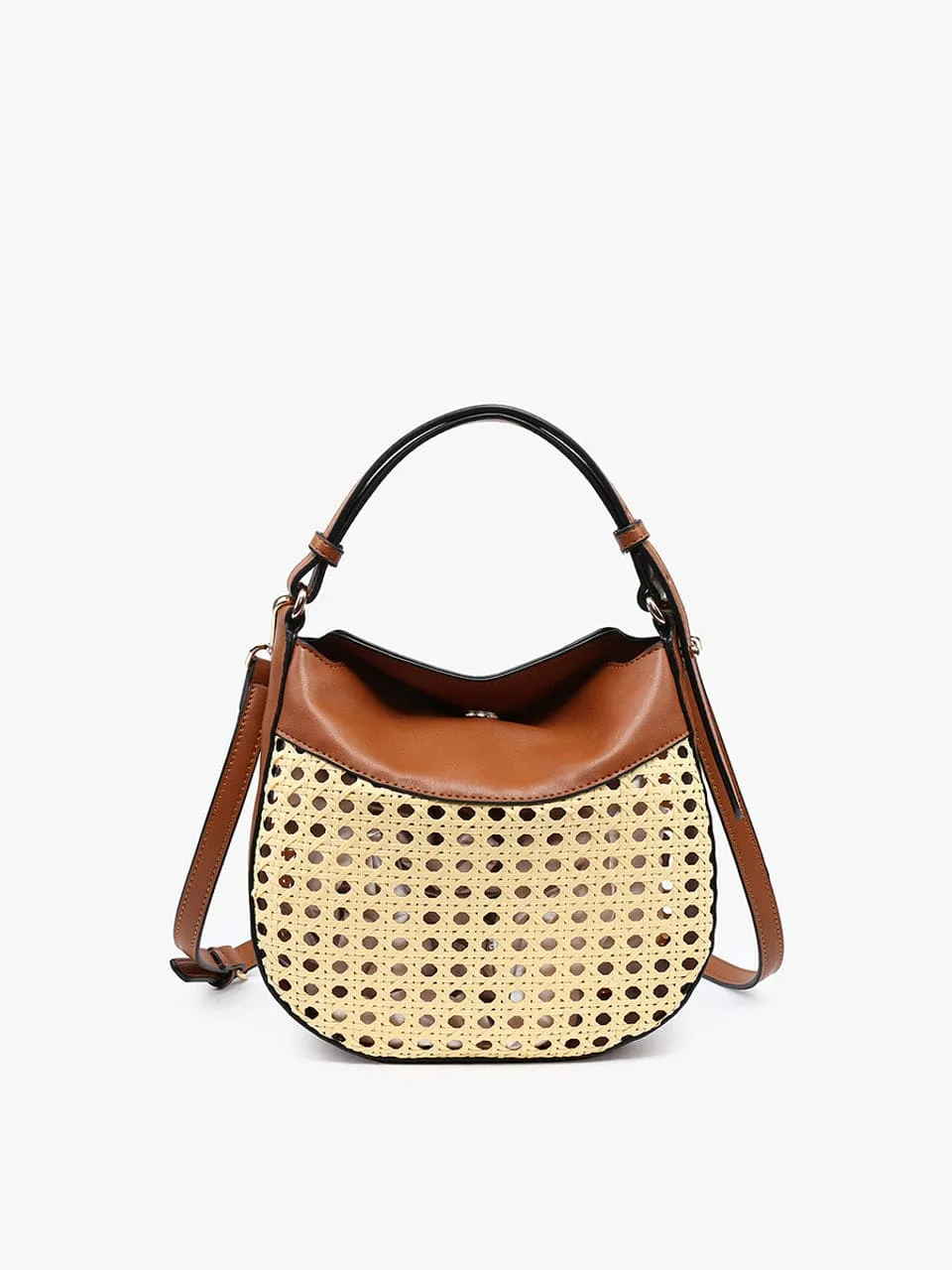 M2472 Evans Rattan/Vegan Leather Crossbody