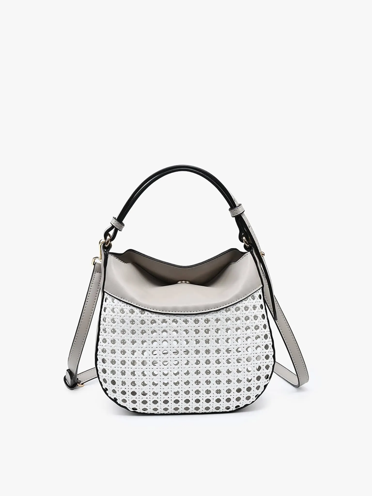 M2472 Evans Rattan/Vegan Leather Crossbody