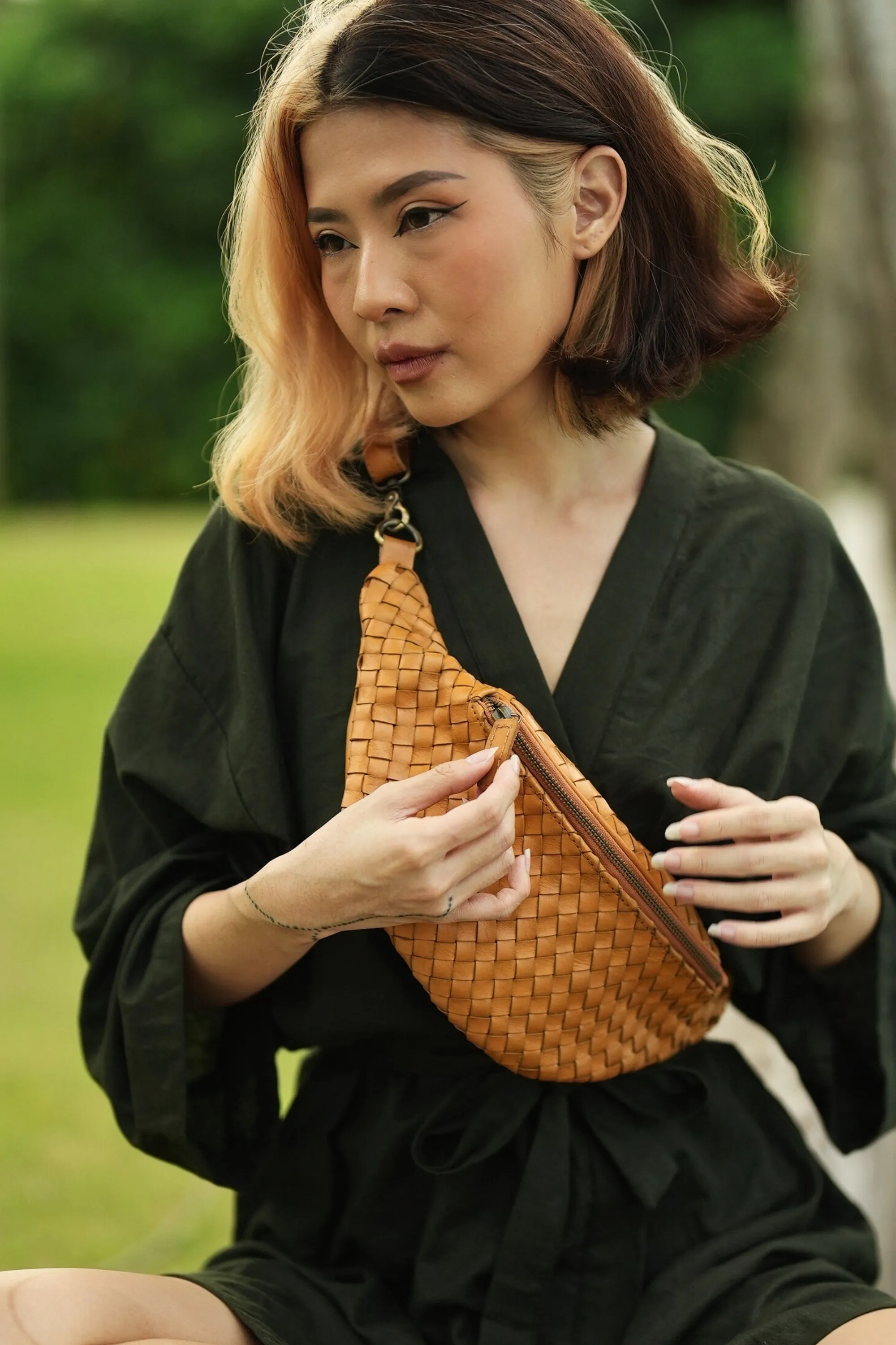 Makayla Handwoven Leather Fanny Pack