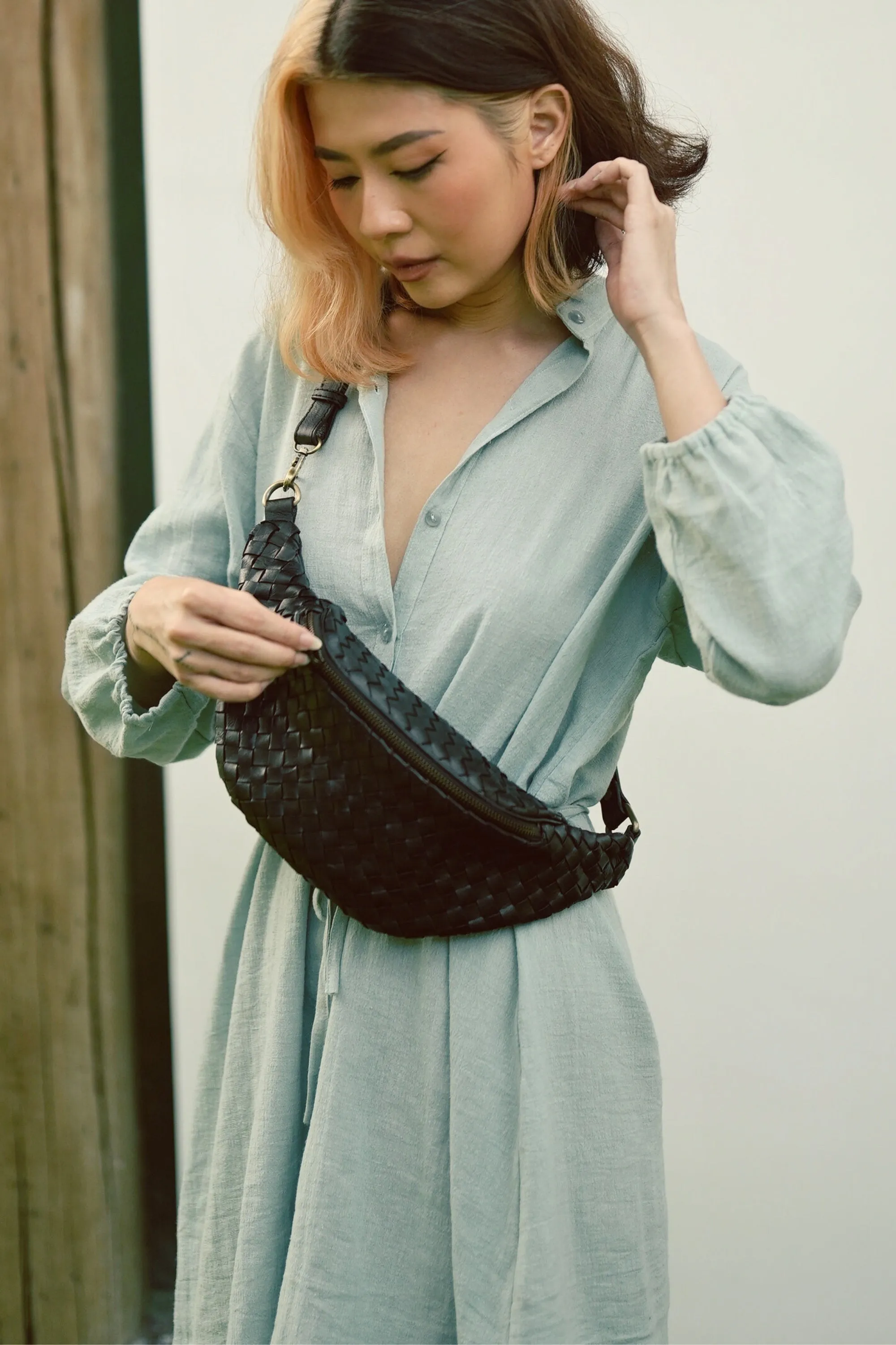 Makayla Handwoven Leather Fanny Pack