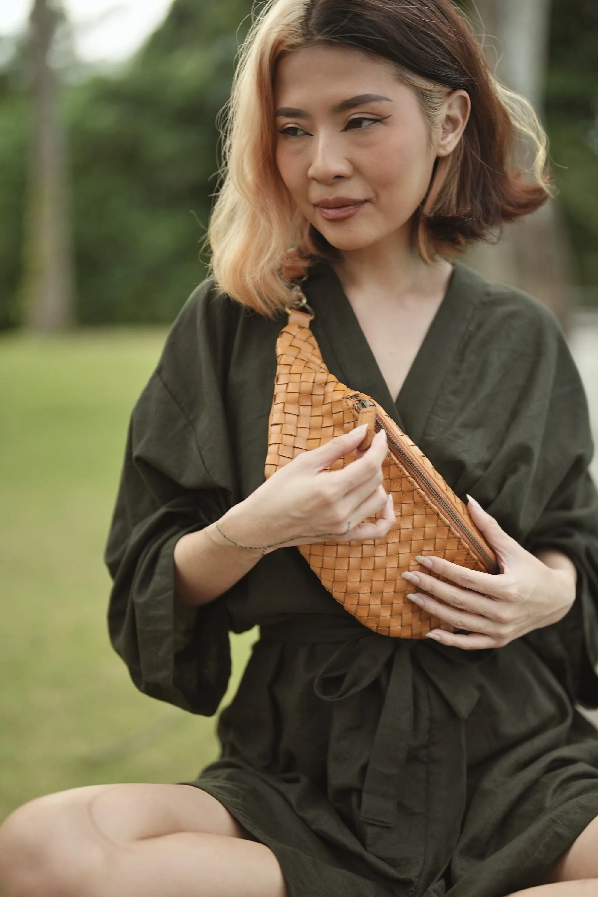 Makayla Handwoven Leather Fanny Pack