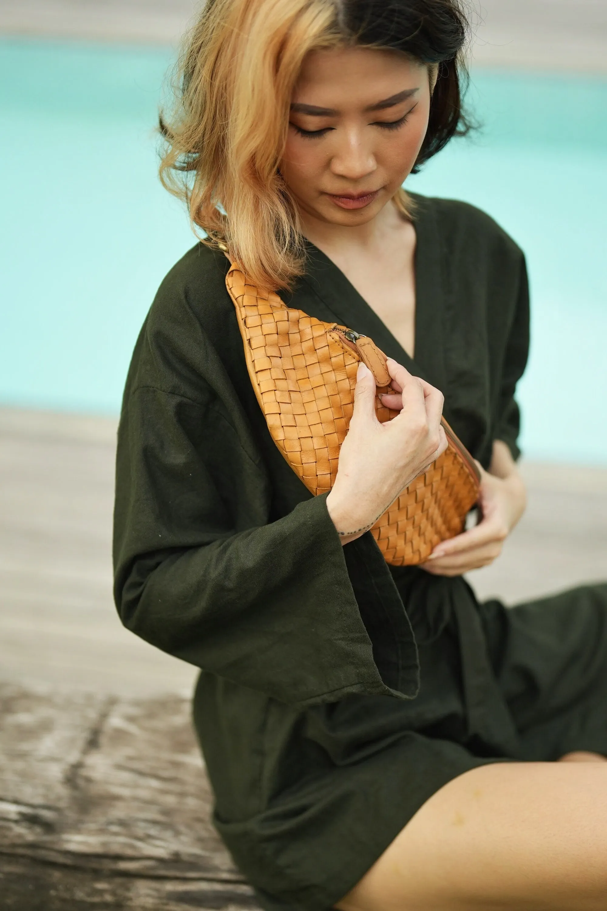 Makayla Handwoven Leather Fanny Pack